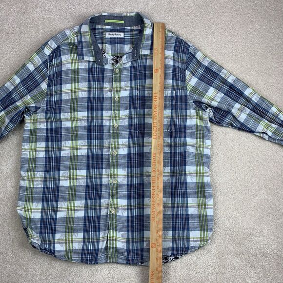 Tommy Bahama Blue Palapa Plaid Size XL Seagrove Floral Button Up - Picture 13 of 14